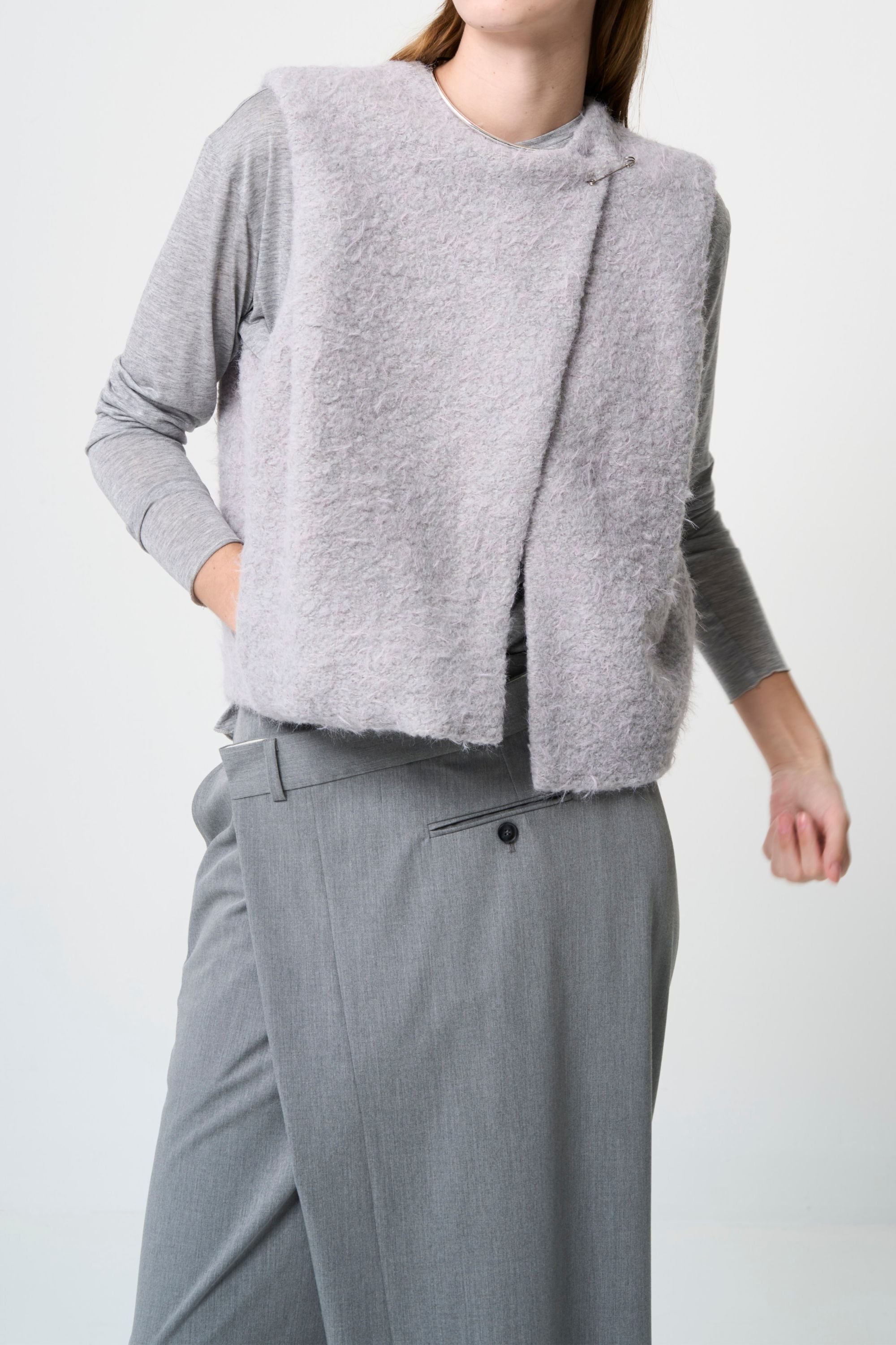2way Sheer back open T-shirt - GRAY | seven dot - ライフ