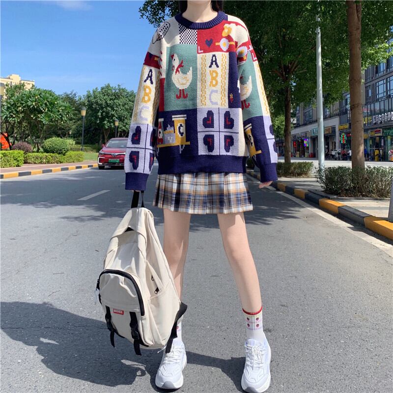 スタンダードヴィンテージプルオーバー セーター レディースルーズブラウス レトロ ウィンター 冬物 ビンテージ 萌量不足537873696