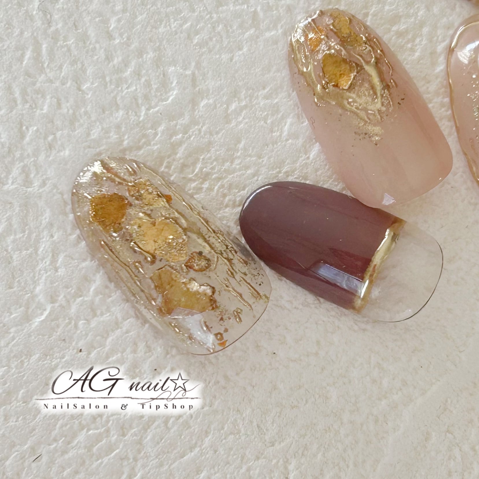 H19 大胆シェルの大人可愛いネイル ネイルチップ ニュアンスネイル