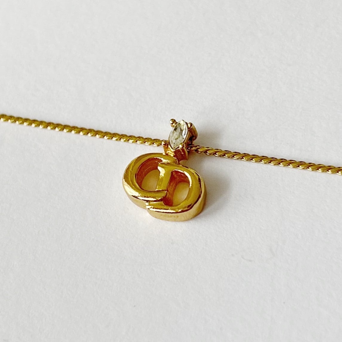 N7003】Christian Dior one stone logo necklace/クリスチャン