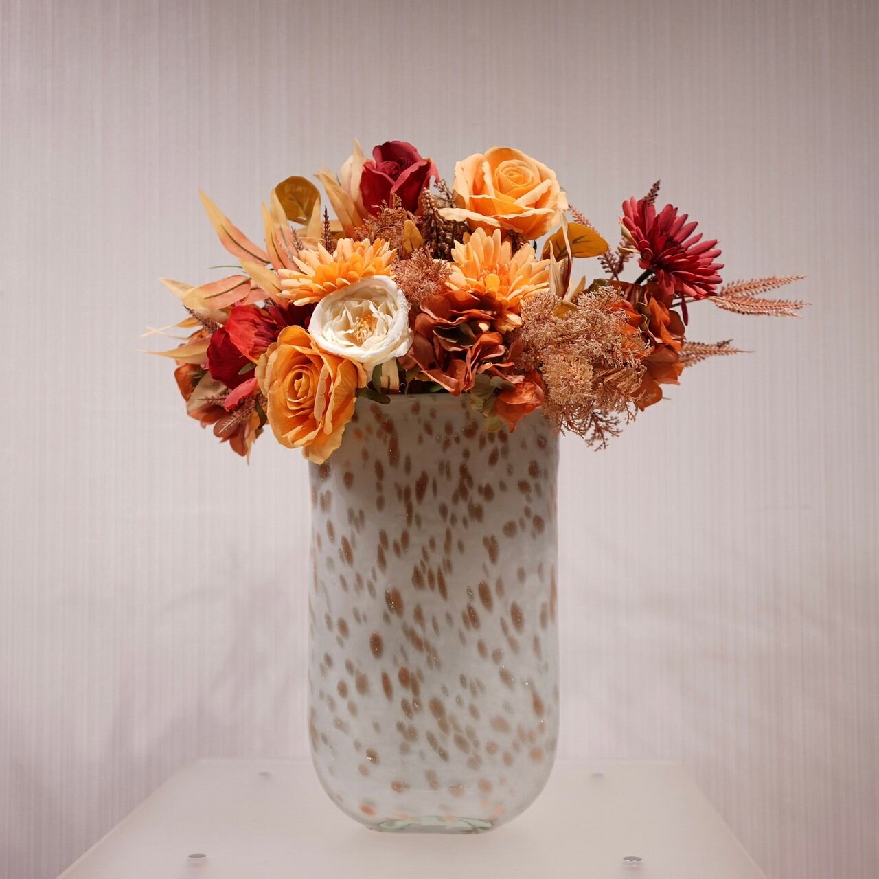 中古フラワーベース 花瓶 ガラス 造花付き 北欧 ナチュラル オブジェ