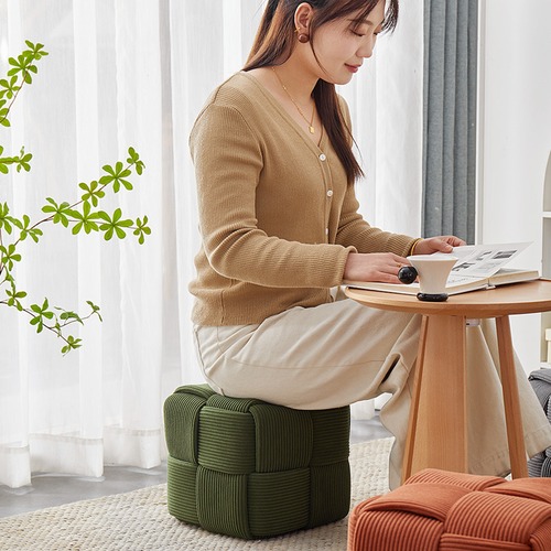 スツール ロータイプ 高さ28cm ５色展開 オレンジ ブルー ソファスツール コーデュロイ 正方形 四角 椅子 スクエア ファッションソファスツール コーヒーテーブル ホーム 小さなスツール ロースツール ファブリック