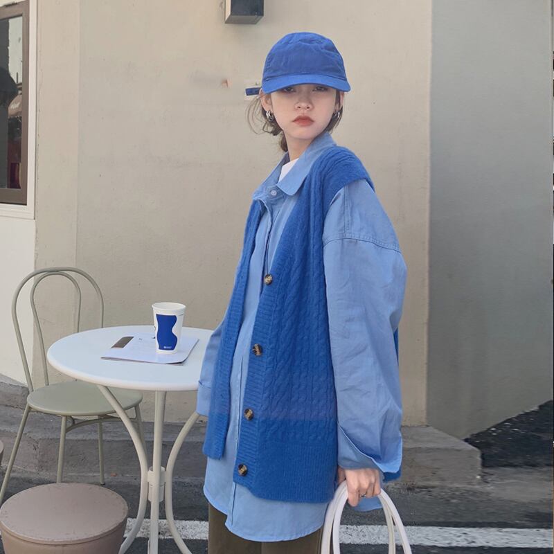 スプリングスタイルシャツブルールーズ薄手トップス 春物 試着室46694877522