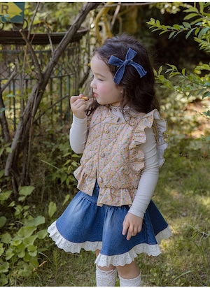 秋レースフリルデニムスカート2色