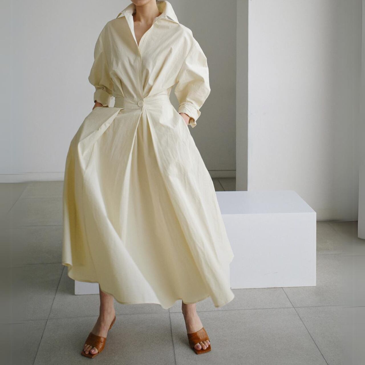 スキッパーシャツワンピース a0059