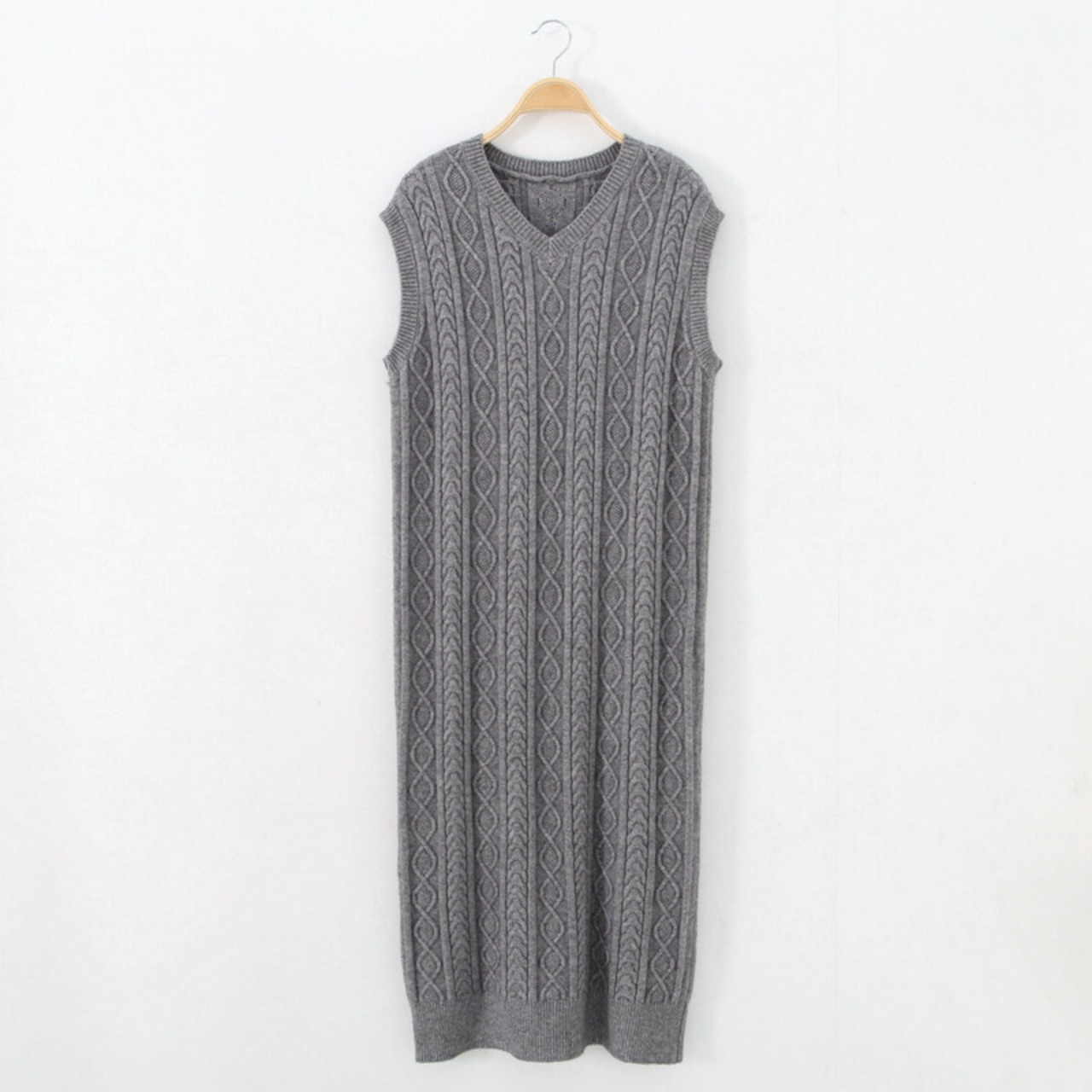 ツイストニットノースリーブワンピース6color W00773