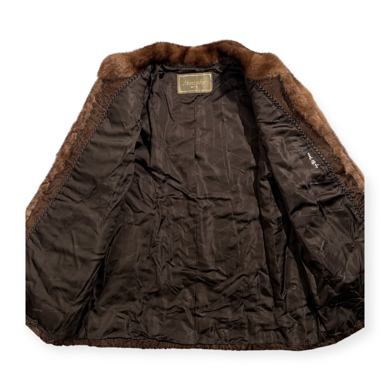 MOONBAT FUR ムーンバットファー 高級 本毛皮 リアルファー ハーフ コート サイズ 11 /ブラウン系 毛皮 婦人服 エレガント 上質