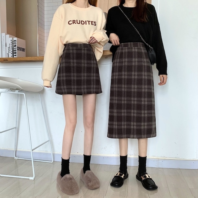 144cm〜　丈が選べる タータンチェックスカート