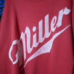 80s〜90s Miller ビールスウェット 赤白 両面プリント フェード 赤