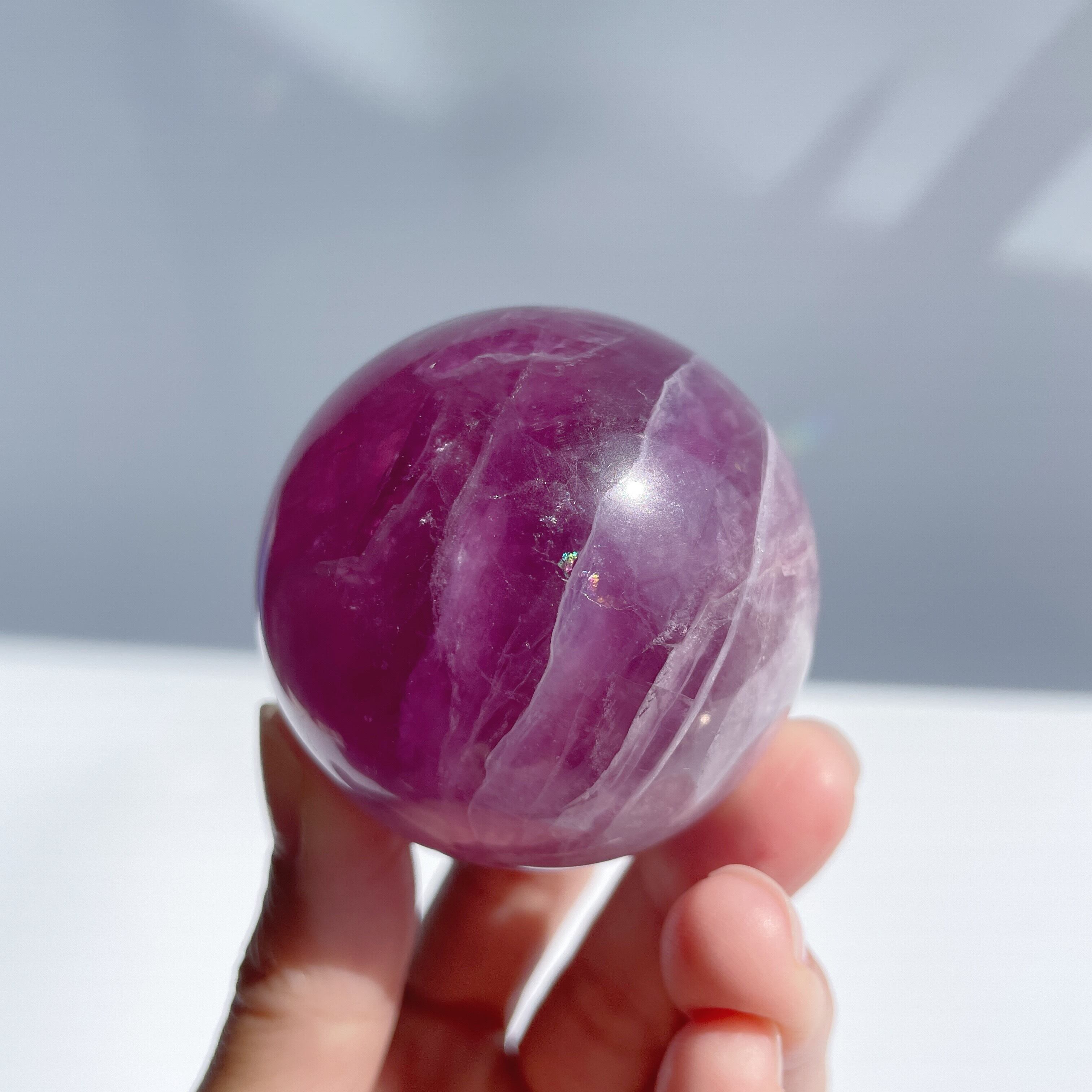 ピンクフローライト スフィア（丸玉）13◇Purple Fluorite Sphere