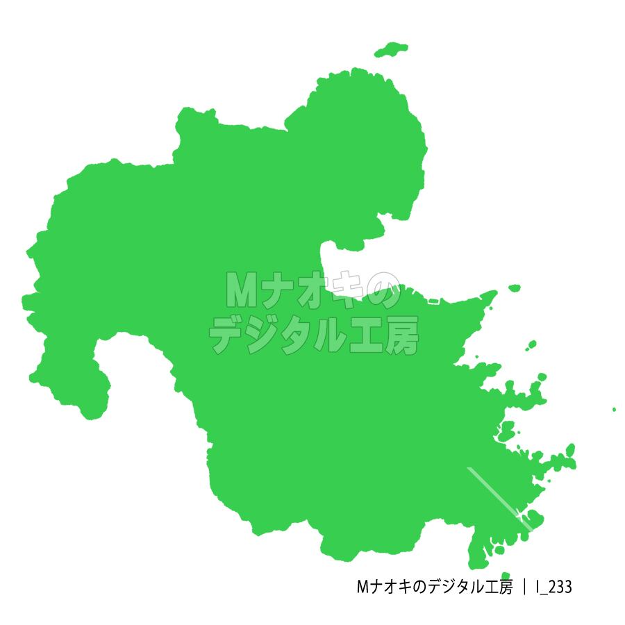 少しゆるい大分県地図 フチなし 【I_233】　A slightly loose map of Oita Prefecture without borders