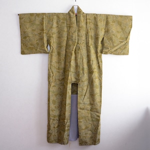 古民家日本家屋柄着物ローブ広衿ジャパンヴィンテージ昭和 | Japanese house old folk style pattern kimono robe women japan vintage