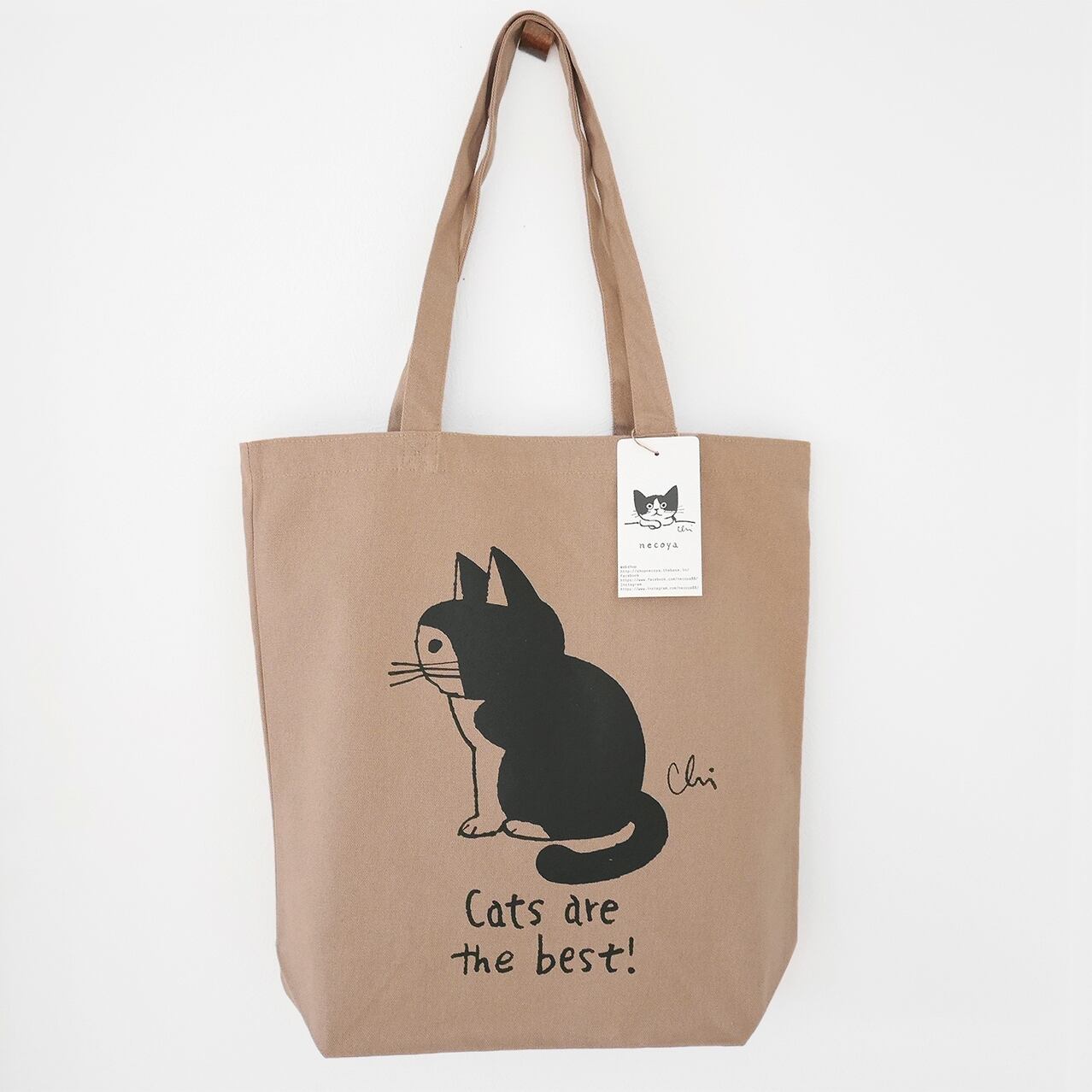 トートバッグ[おかっぱ猫・おすわり] M カラー | necoya