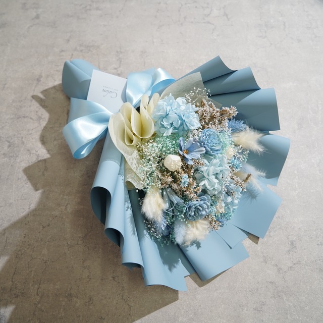 ドライフラワーの花束 Mサイズ ライトブルー M-484≪限定１点≫