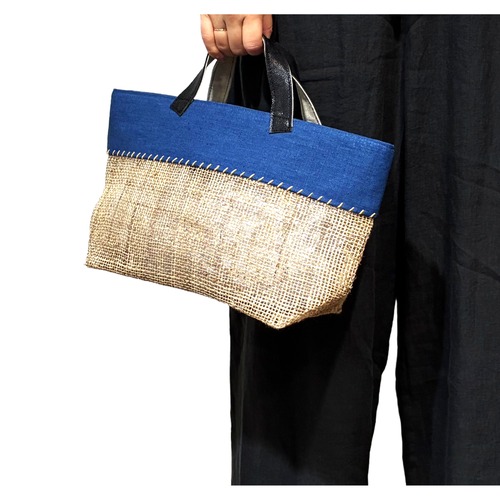 【EC限定販売】麻使用 雑材トートバッグ【252-0411】Linen and other material tote bag
