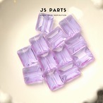 再入荷【#112GB-E1】12×10mm 4pcs ピンクパープル ガラスビーズ　レクタングル　