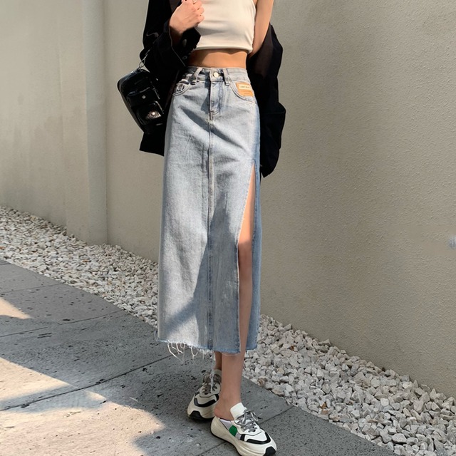 スカート サマーハイウェストウェスト薄手ロング 夏物 試着室96977412724