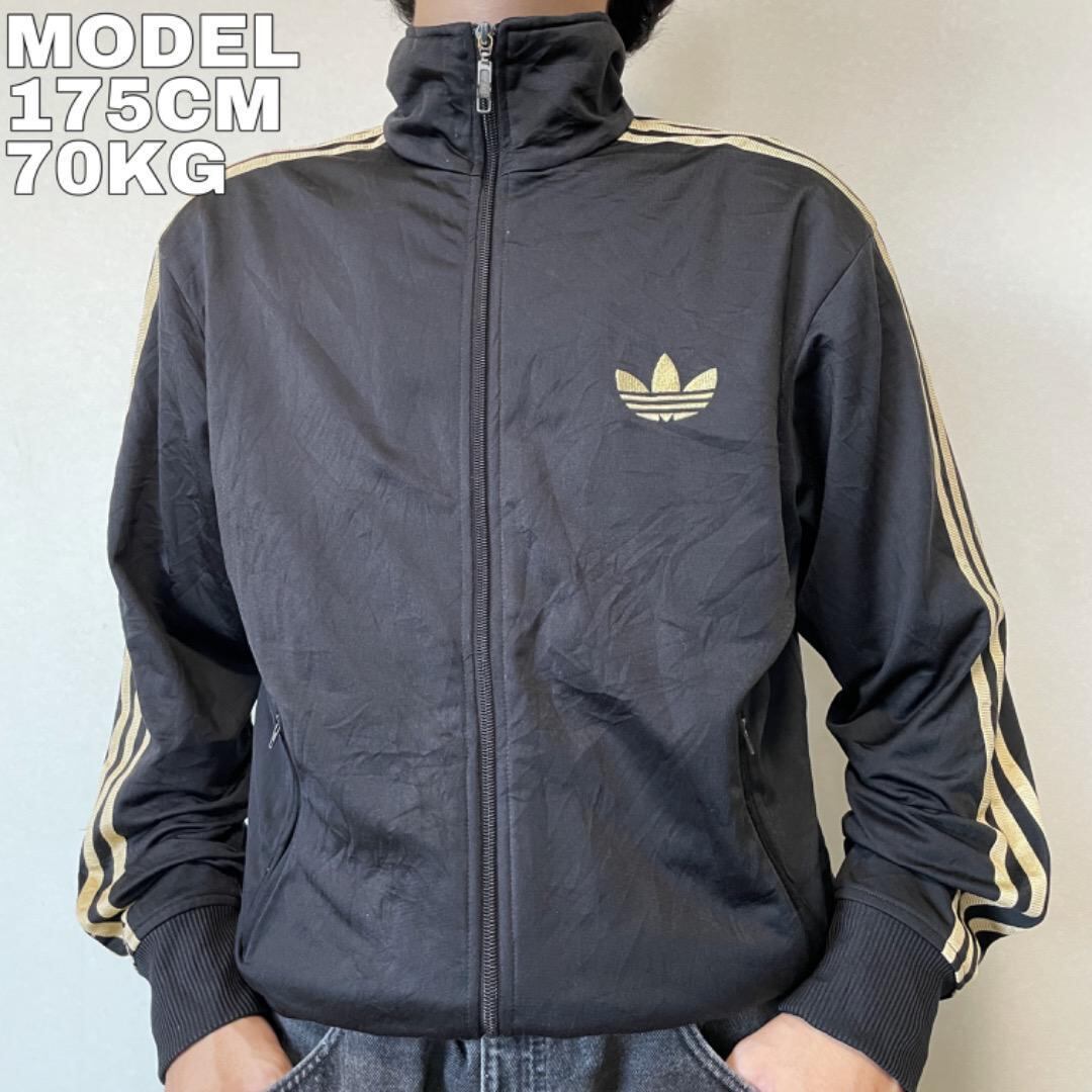 adidas アディダス トラックジャケット 刺繍 黒 ゴールド M 10153 | fuufu 