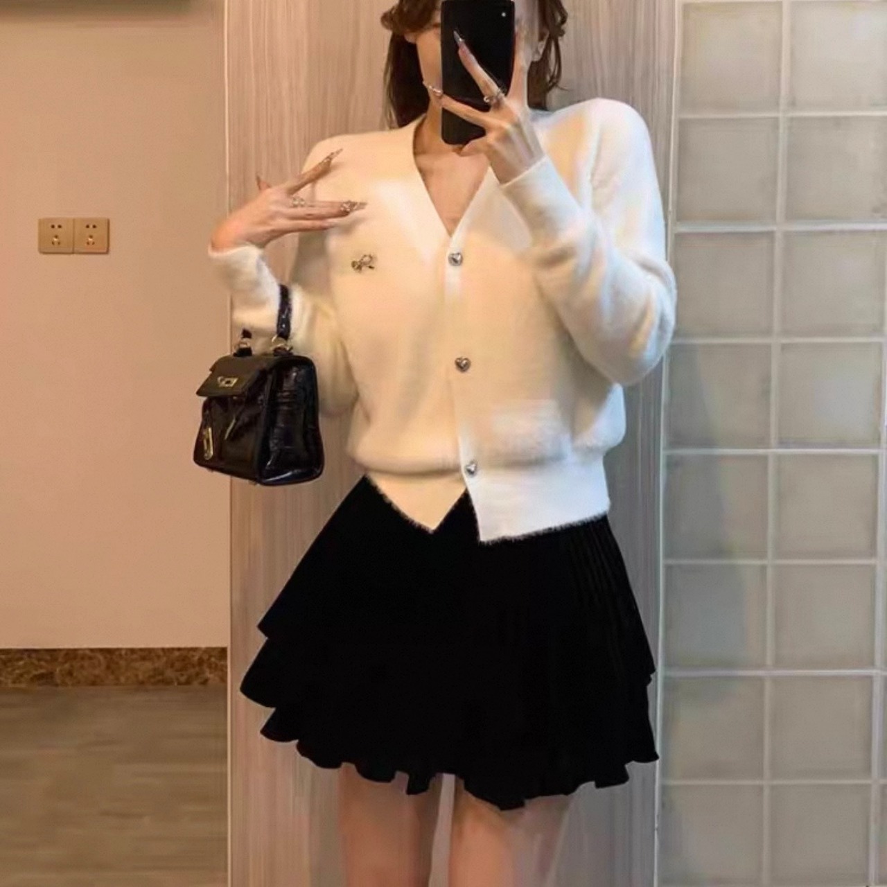 White Mink Fleece Cardigan