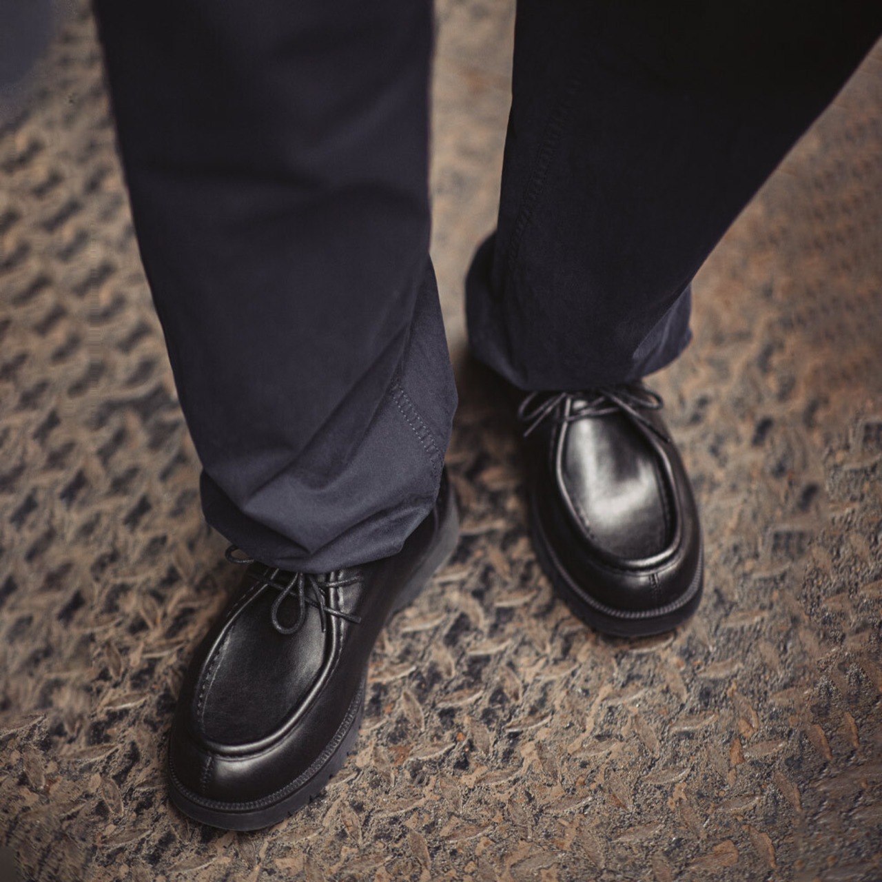 Black Lace-Up Loafer Shoes / ブラック レースアップ ローファー シューズ