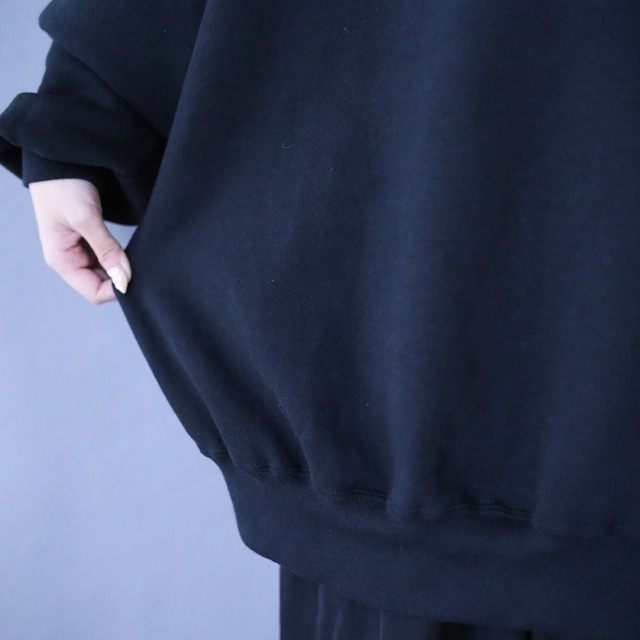 "刺繍×狼" XX over silhouette black sweat