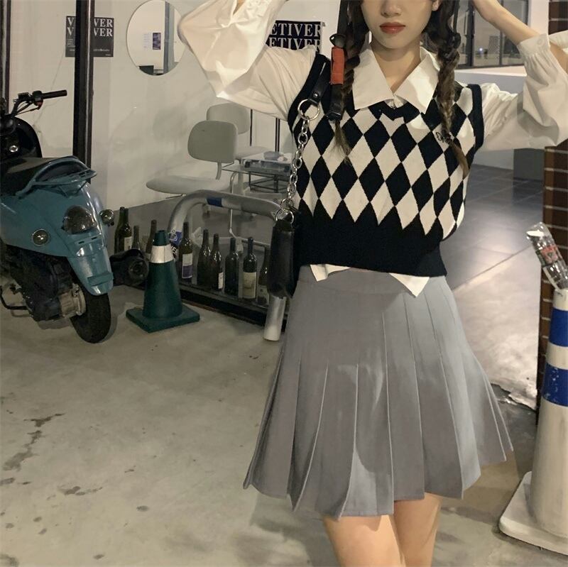 スタイルニットスプリングオータムVネックセーター ショート 春物 秋物 試着室95442444956