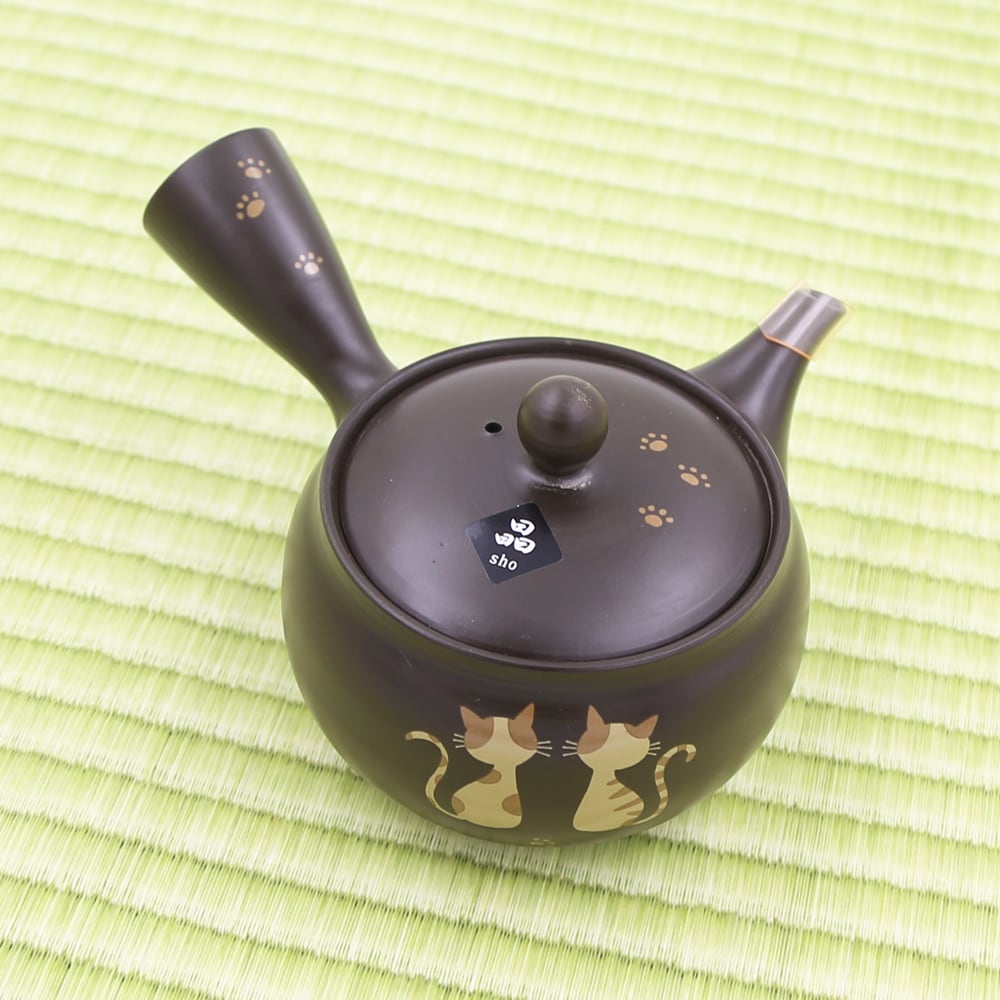 猫急須(常滑焼晶光黒浅ツボ猫) | マスノヤ衣料品店・マスノヤ猫雑貨店