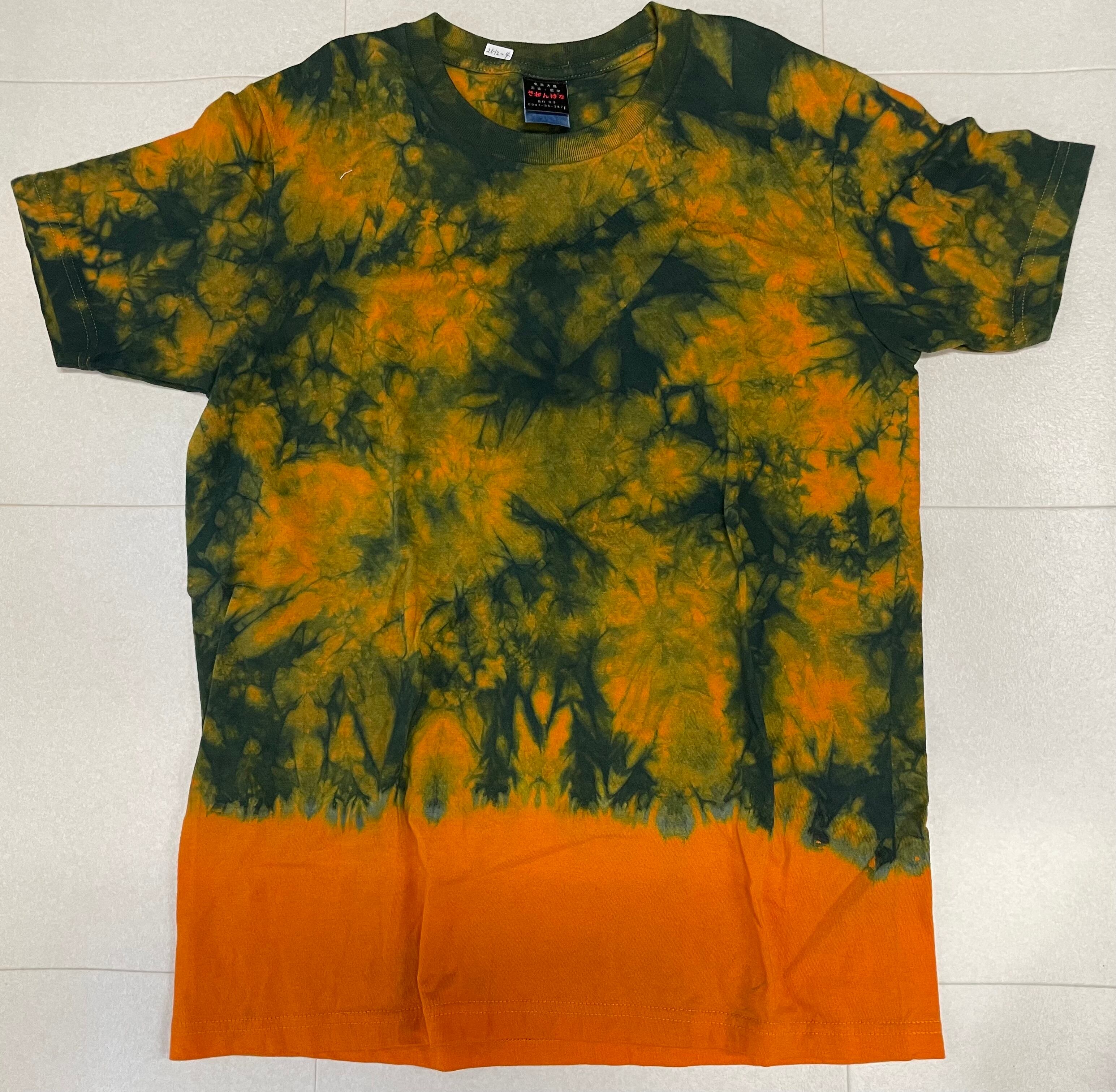 カジュアル藍染Tシャツ/木漏れ日/オレンジ/L/男女兼用/送料無料