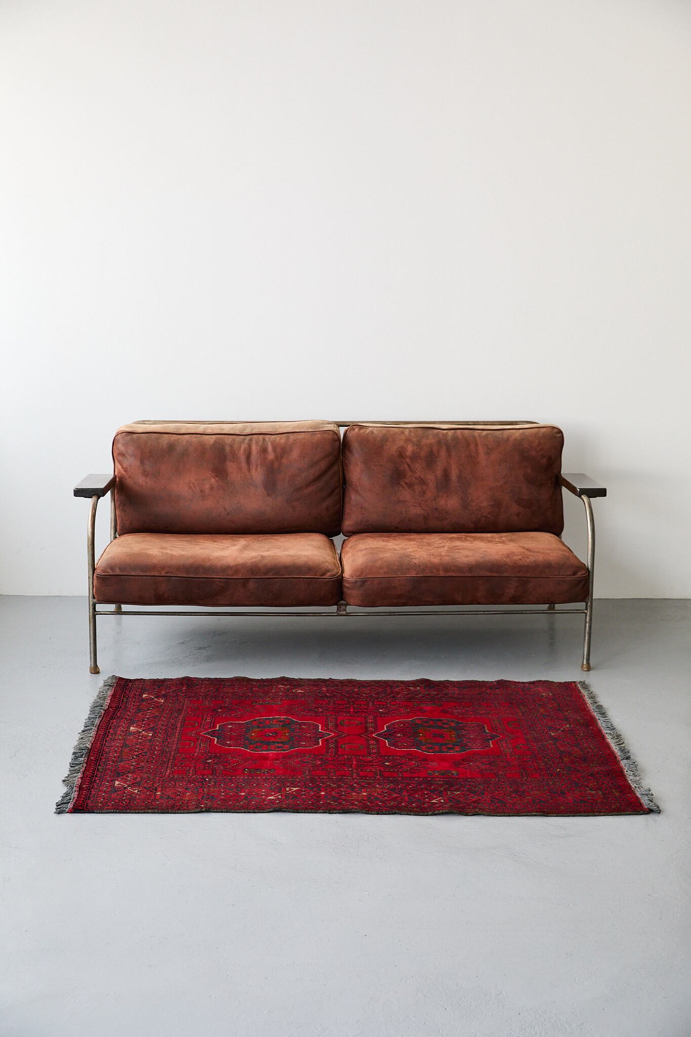 No.175 ヴィンテージ ラグ トライバルラグ トルクメン族(145×105cm)赤・黒・茶