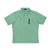 美品 Munsingwear マンシングウェア ポケット付き 千鳥格子 総柄 ドライ 半袖 ポロシャツ サイズ L /メンズ/ゴルフ/デサント/グリーン