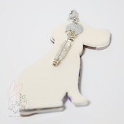 いぬさんアクリル製 ペンダントブローチ 2way 首輪オレンジ/首輪パープル