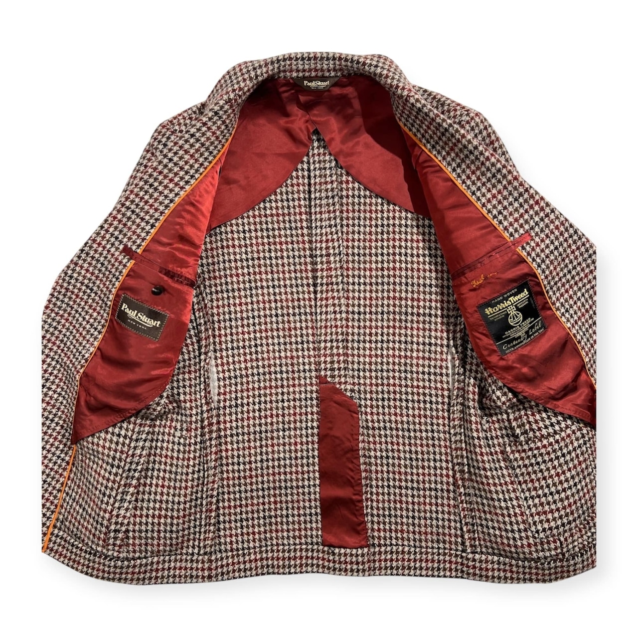 Paul Stuart ポールスチュアート ハリスツイード 100周年記念 レザー エルボーパッチ テーラードジャケット LL /ブラウン系 三陽商会 日本製