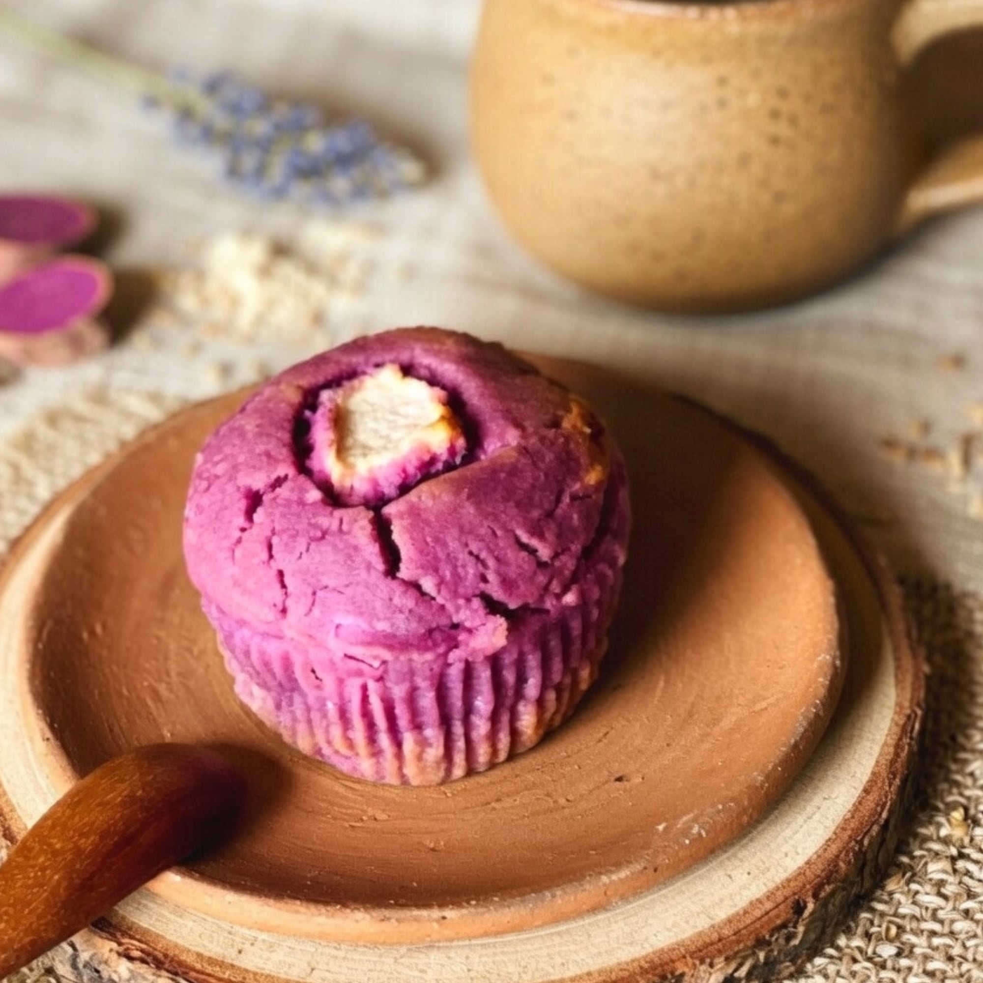 【小麦・卵・乳・白砂糖不使用】米粉の紫芋マフィン 紫芋使用 アーモンド粉使用 アレルギー対応 グルテンフリー ヴィーガン