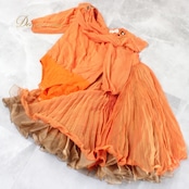 社交ダンス 衣装 スタンダード 上下セット ツーピース レッスンウェア パーティ衣装 レディース オレンジ系 lovely dancing パニエ 鮮やか オレンジ 色 シルエット ふんわり 二重スカート ラインストーン 軽やか おしゃれ ダンスウェア フェミニン カジュアル パーティー 特別な日 または シーン コーディネート ジャズ ダンス パフォーマンス 講師用 レディースファッションユニフォーム 体型カバー