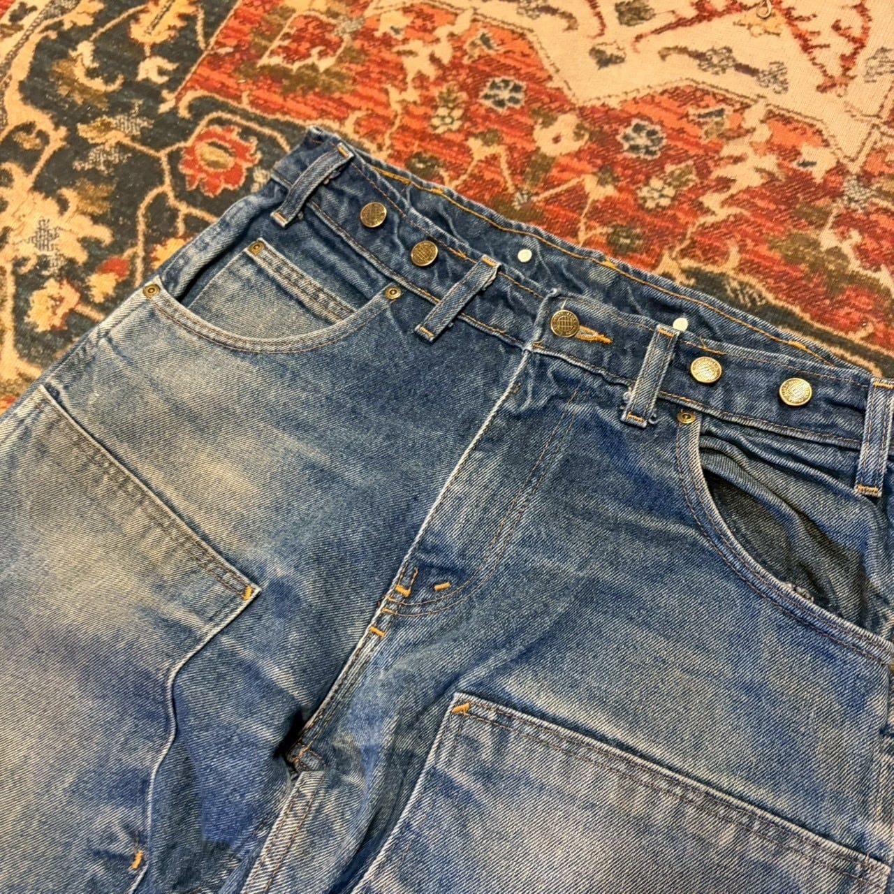 90s USA製 PRSN BLU デニムパンツ ペインターパンツ ダブルニー L