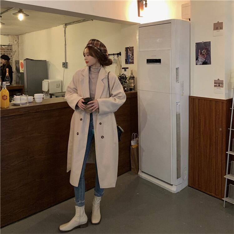 美シルエット 韓国ファッション ロング ゆったりする フレンチ