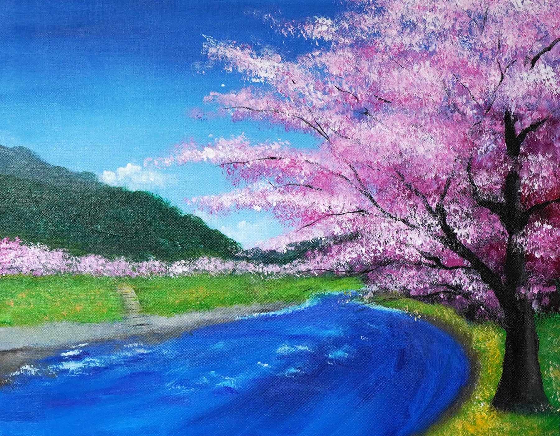 桜と川の風景 | easobi Artshop
