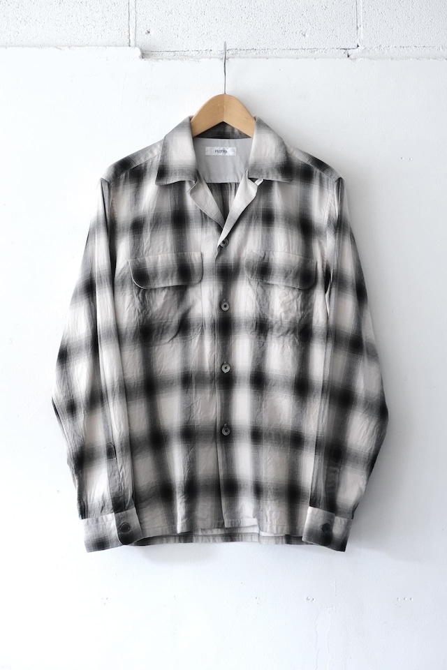 FUJITO Open Collar Shirt　Black Check,Blue Check