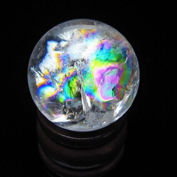 アイリスクォーツ 水晶玉 虹入り 25mm 水晶 丸玉 スフィア 置物 原石 一点物 141-8581