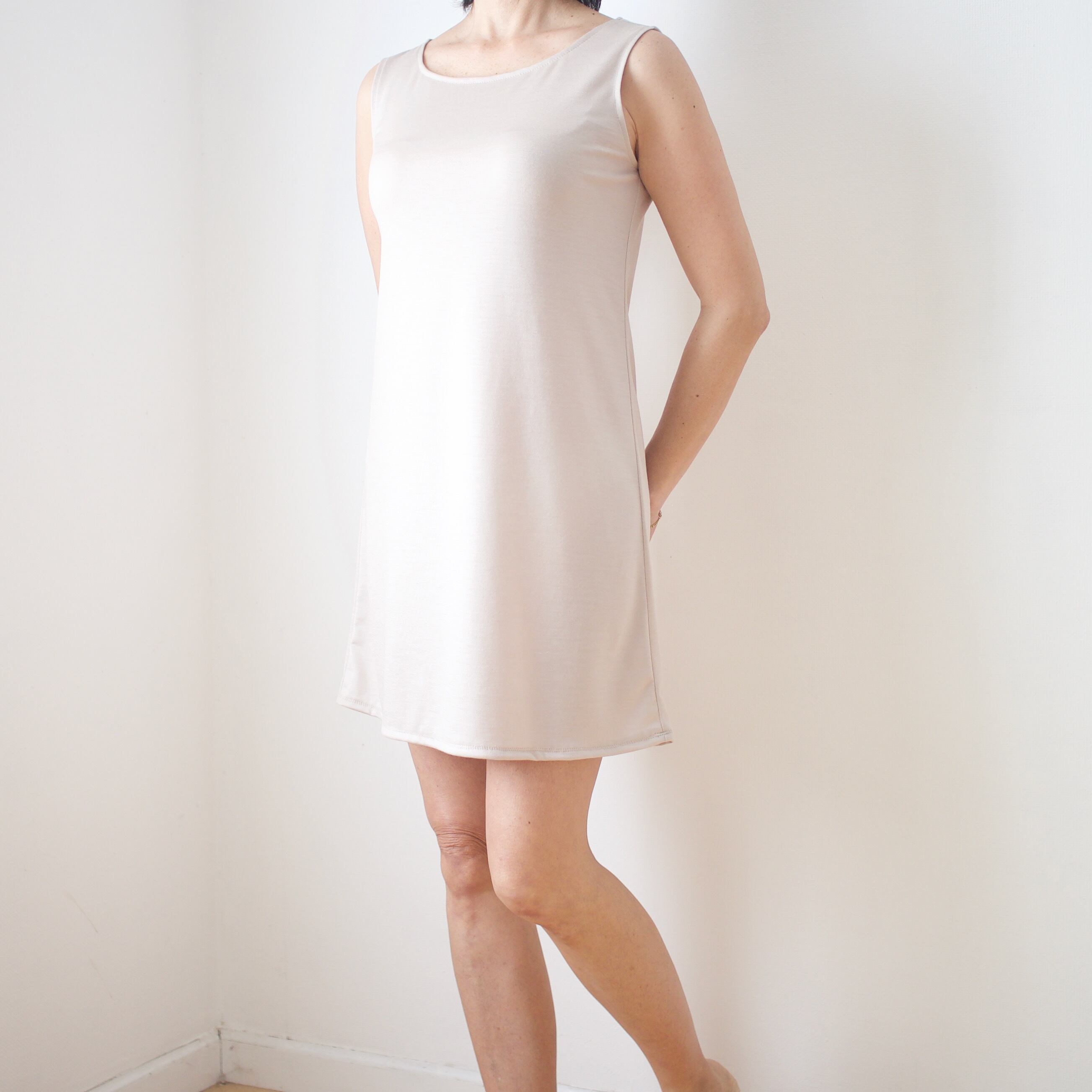 メリノウール <ノースリーブワンピース> ライトベージュ (80cm丈/90cm丈)