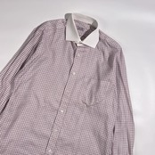 ARISTOCRATICO アリストクラティコ チェック 長袖 クレリック ワイシャツ ドレスシャツ サイズ 41/16/ピンク系 メンズ