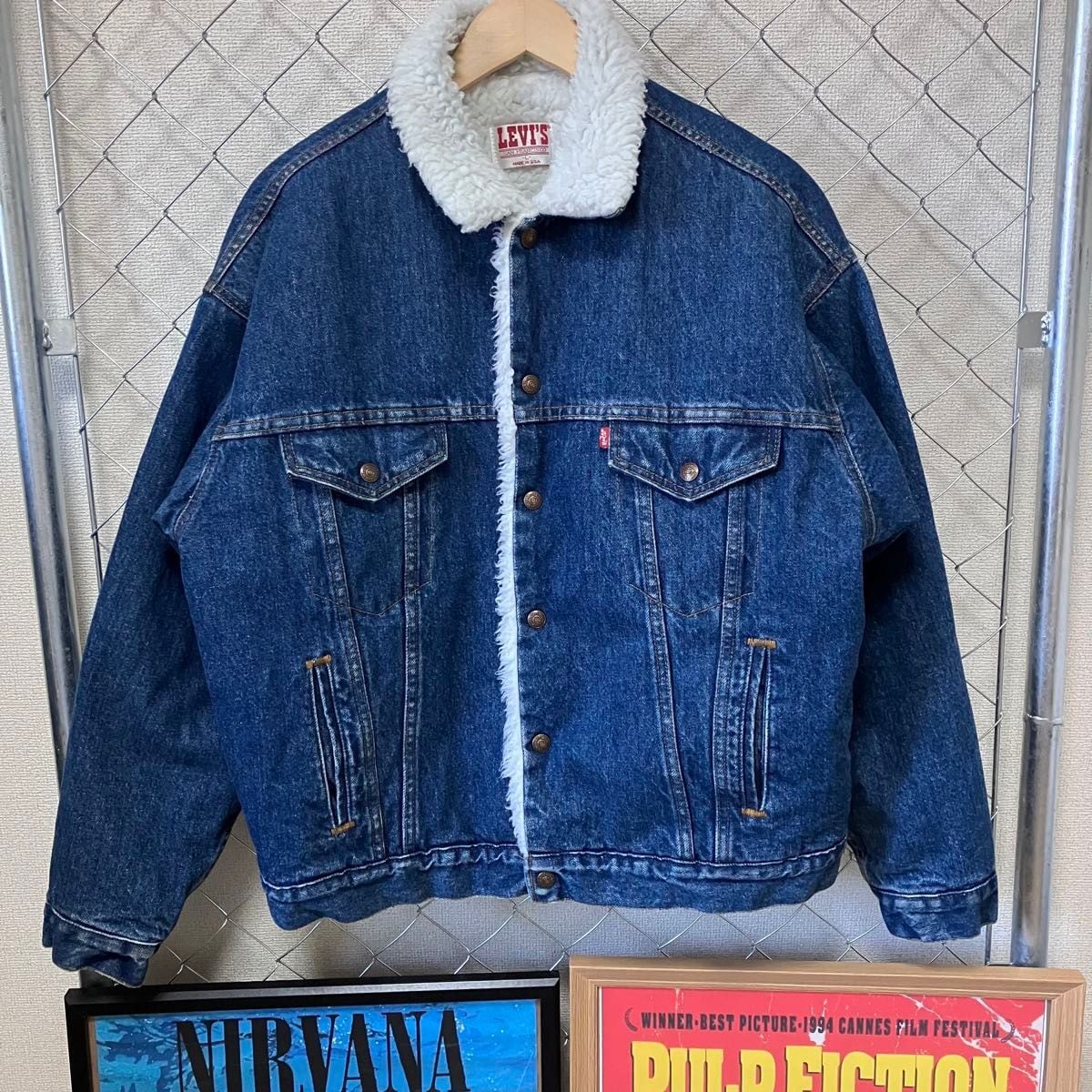 80s〜 USA製 Levi's ボアデニムジャケット 70609 濃紺 L シェルパ