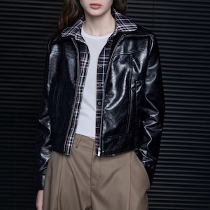 PUレザーフェイクレイヤードジャケット ・20964 PUレザーフェイクレイヤードジャケット ・20964