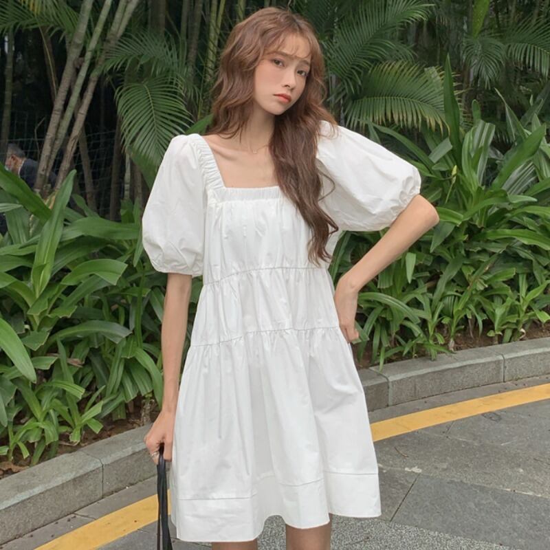 スリーブスカート スタイルドレス サマーAライン 夏物 パニエ ペチコート スクウェア YY-ファッション72950431007