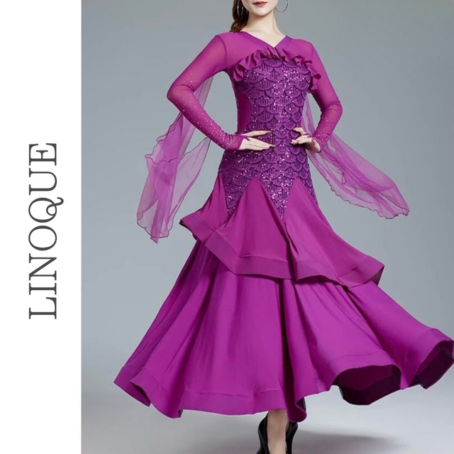 スパンコールシースルーロングドレス 3color 【L00046】