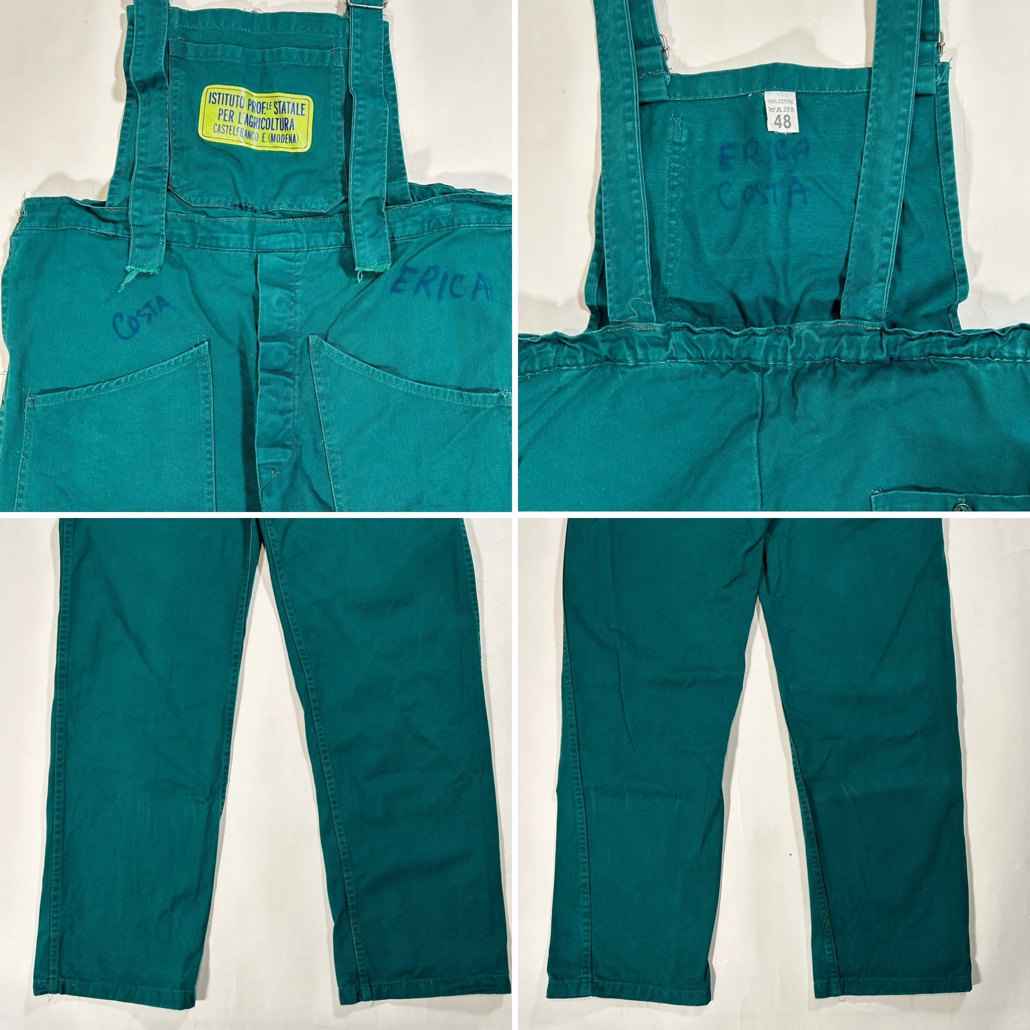 10401 ヨーロッパサロペット オーバーオール グリーン イタリア語 W37