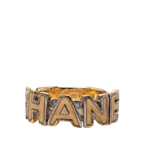 シャネル ロゴ リング 指輪 ゴールド メッキ エナメル レディース CHANEL 【中古】