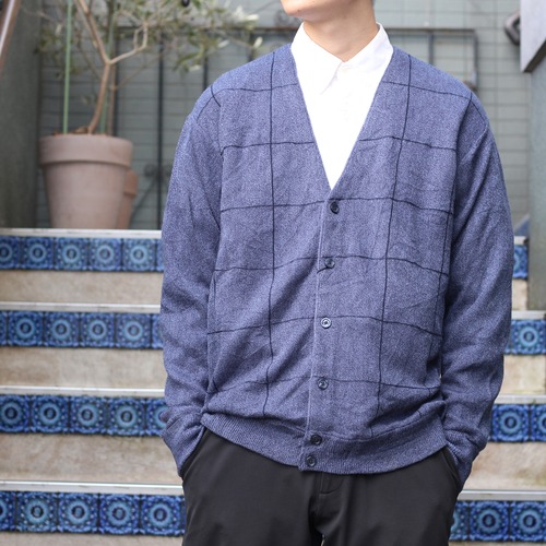 USA VINTAGE CHECK PATTERNED KNIT CARDIGAN/アメリカ古着チェック柄ニットカーディガン