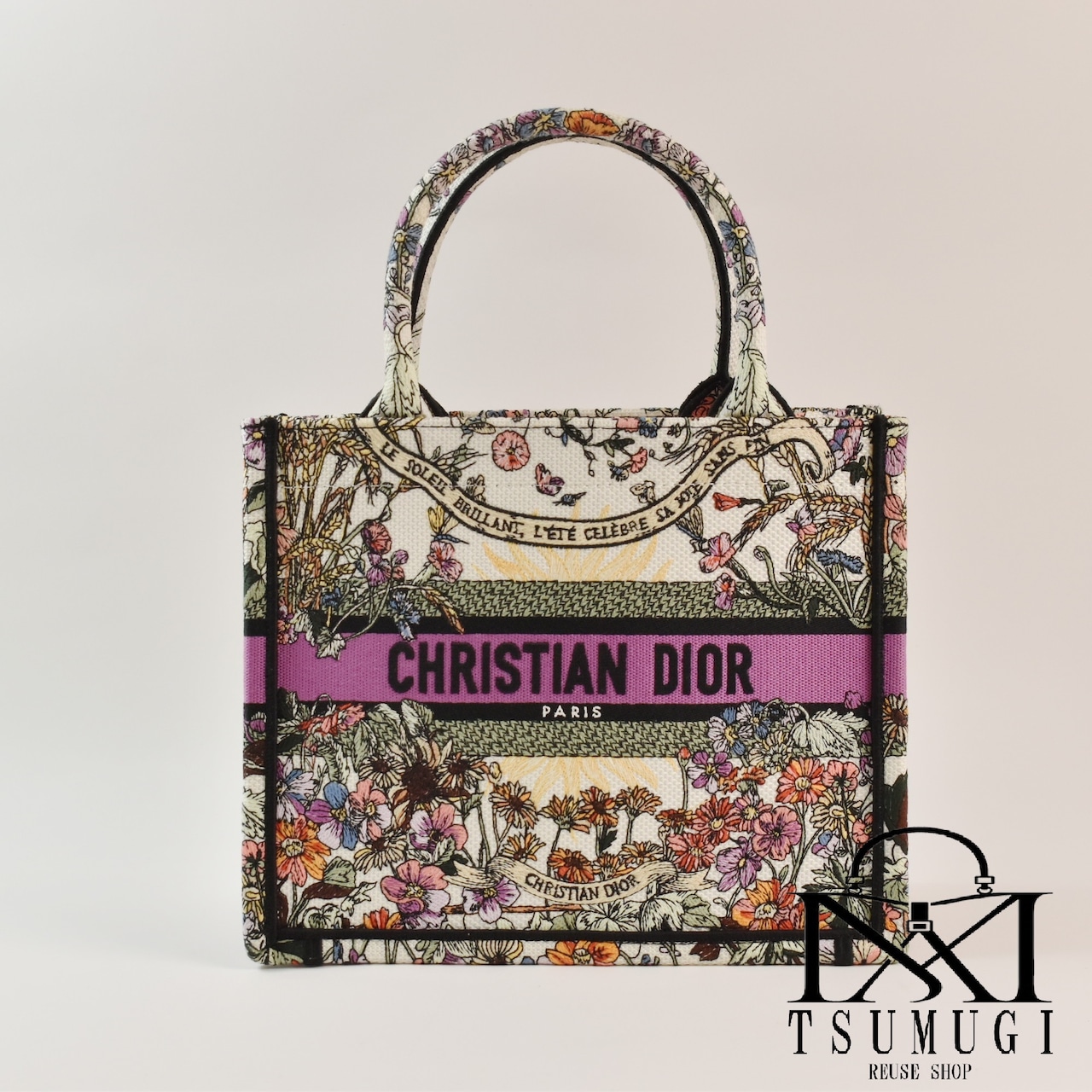 Christian Dior クリスチャンディオール キャトルセゾン エテ ソレイユ ブックトート ミディアム トートバッグ キャンバス