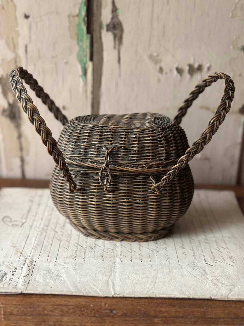 ドールパニエ 小さなバスケット 黒×茶 | Brocante de La Cocotte